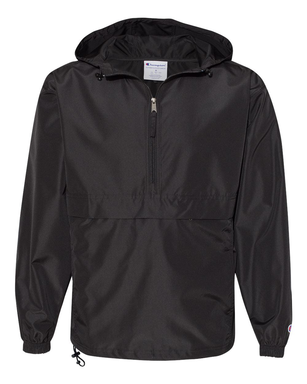 Front View of Black Packable Anorak Jacket - CO200
