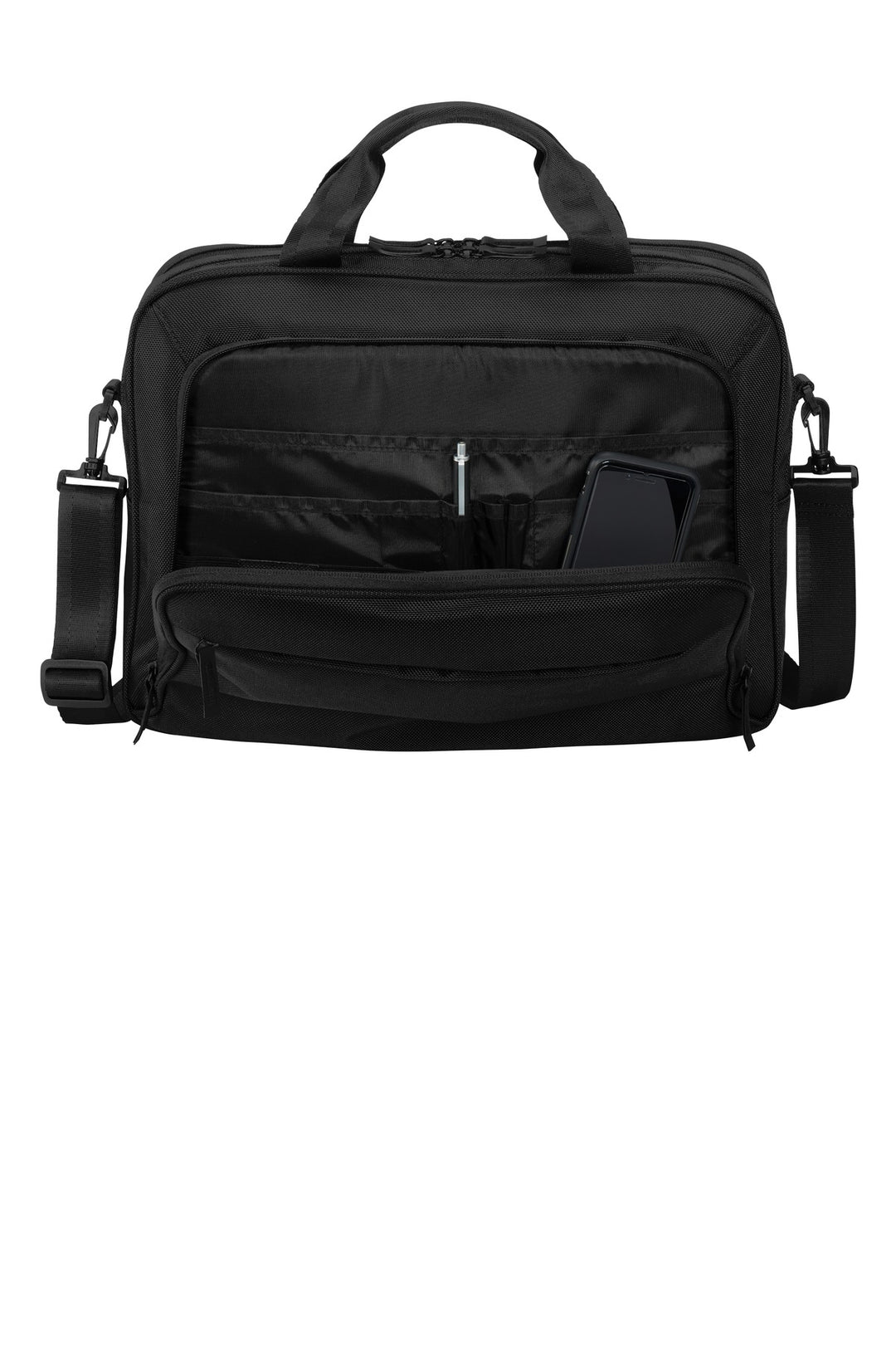 Front View of Black Port Authority Exec Briefcase. BG323