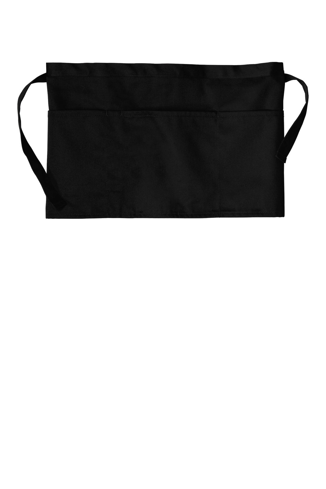 Front View of Black Port Authority Three-Pocket Waist Apron. A602