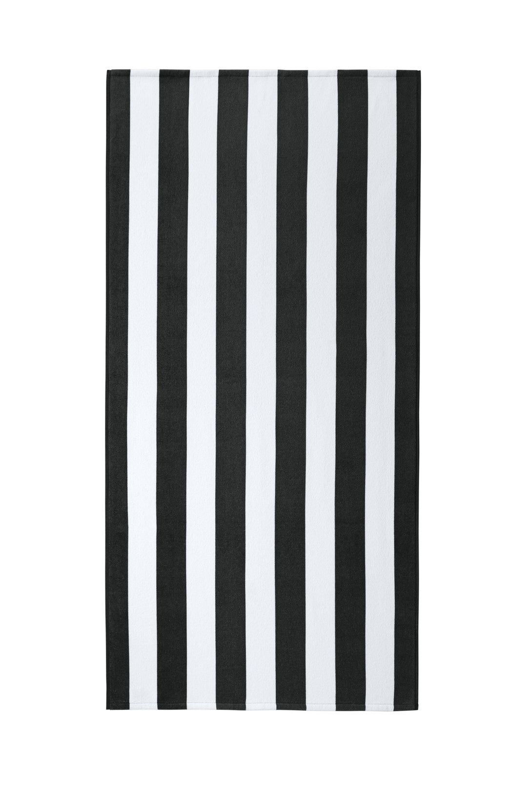 Front View of Black Port Authority Value Cabana Stripe Beach Towel PT45
