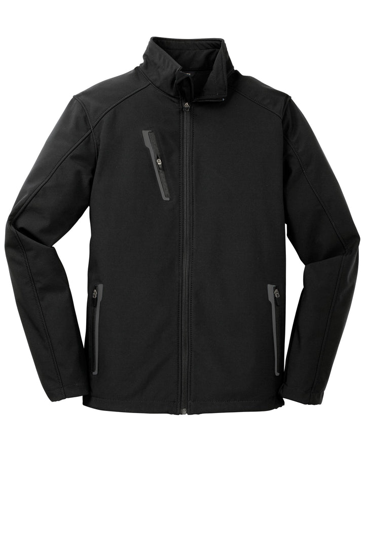 Front View of Black Port Authority Welded Soft Shell Jacket. J324
