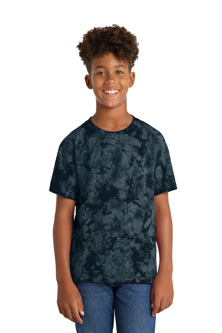 Front View of Black Port & Company Youth Crystal Tie-Dye Tee PC145Y