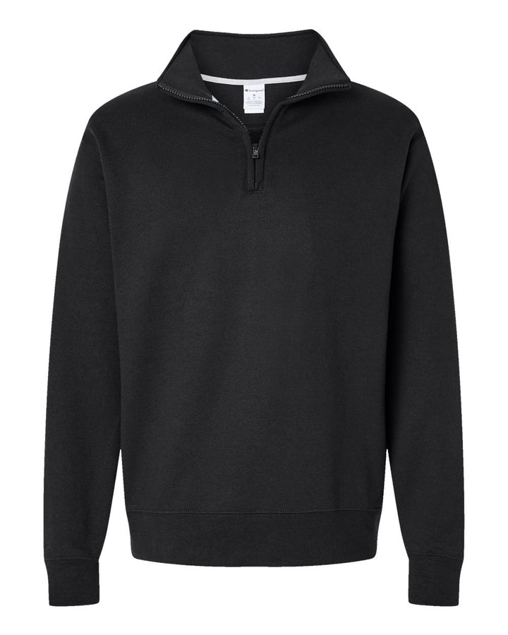 Front View of Black Powerblend® Quarter-Zip Pullover - S450