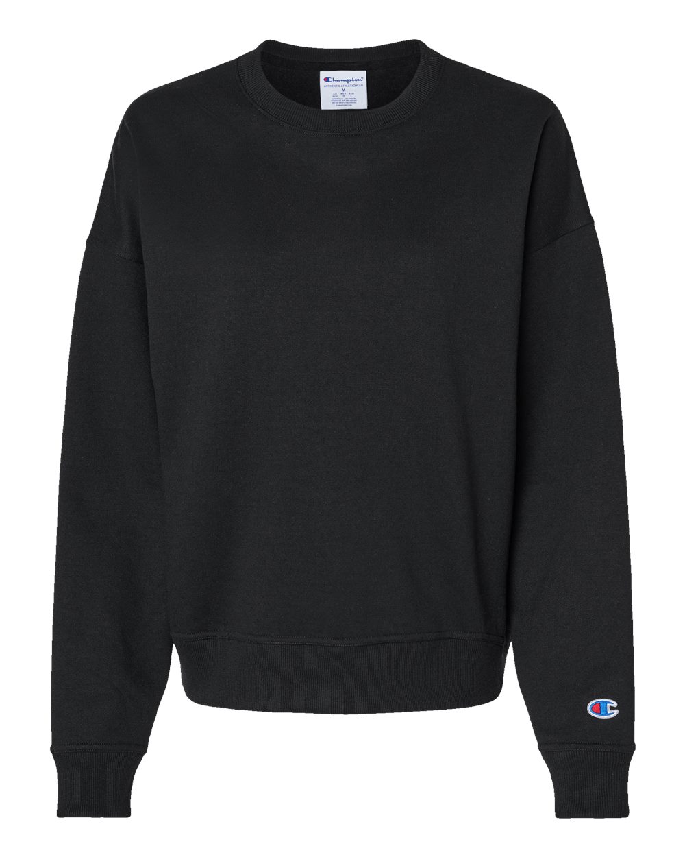 Front View of Black Powerblend® Women's Crewneck Sweatshirt - S650