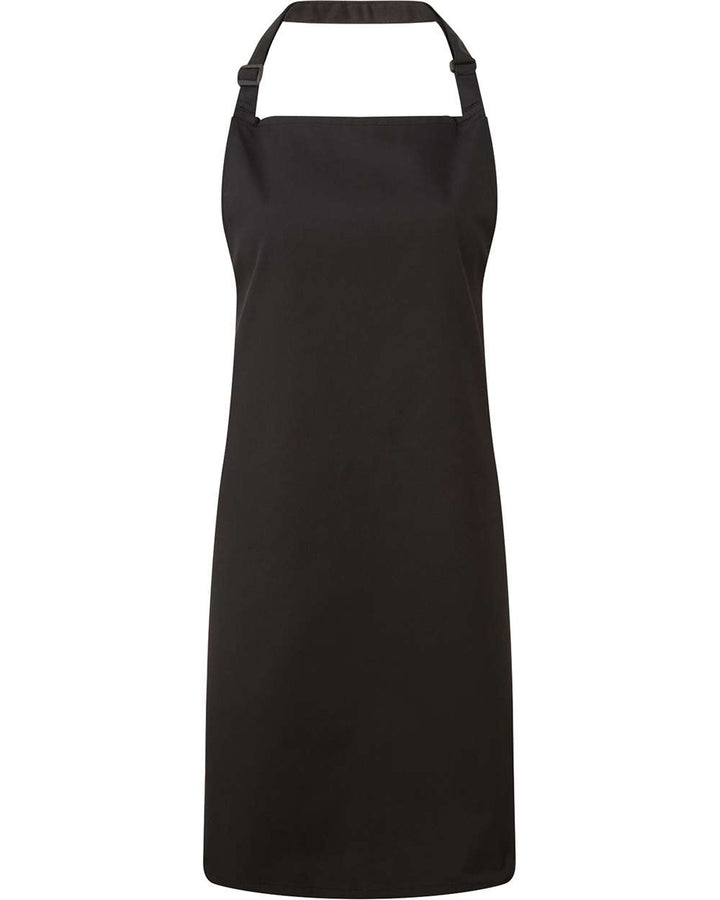 Front View of Black Recycled Bib Apron - RP150