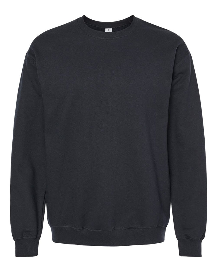 Front View of Black Softstyle® Midweight Crewneck Sweatshirt - SF000