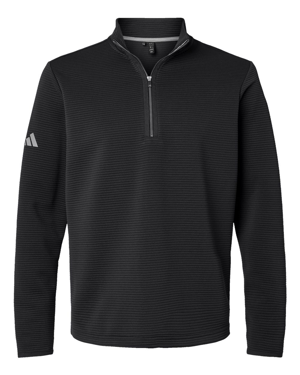 Front View of Black Spacer Quarter-Zip Pullover - A588