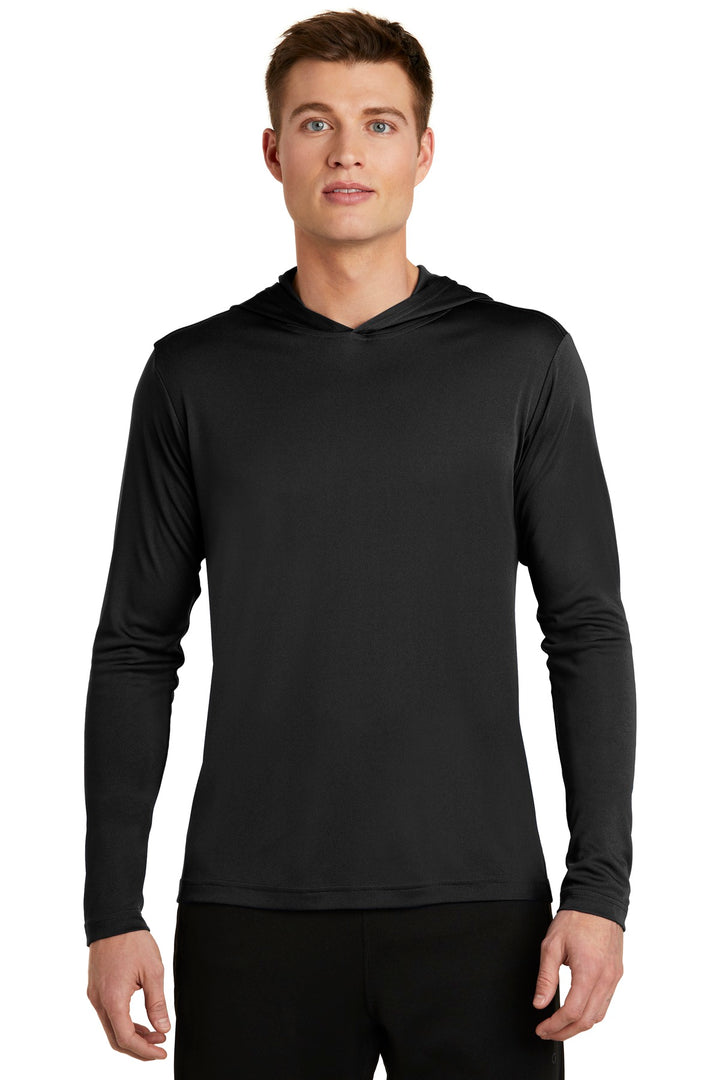 Front View of Black Sport-Tek PosiCharge Competitor Hooded Pullover. ST358