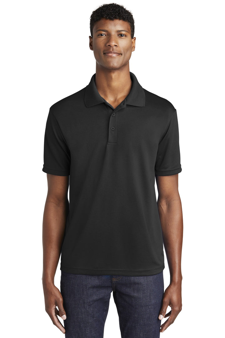Front View of Black Sport-Tek PosiCharge RacerMesh Polo. ST640
