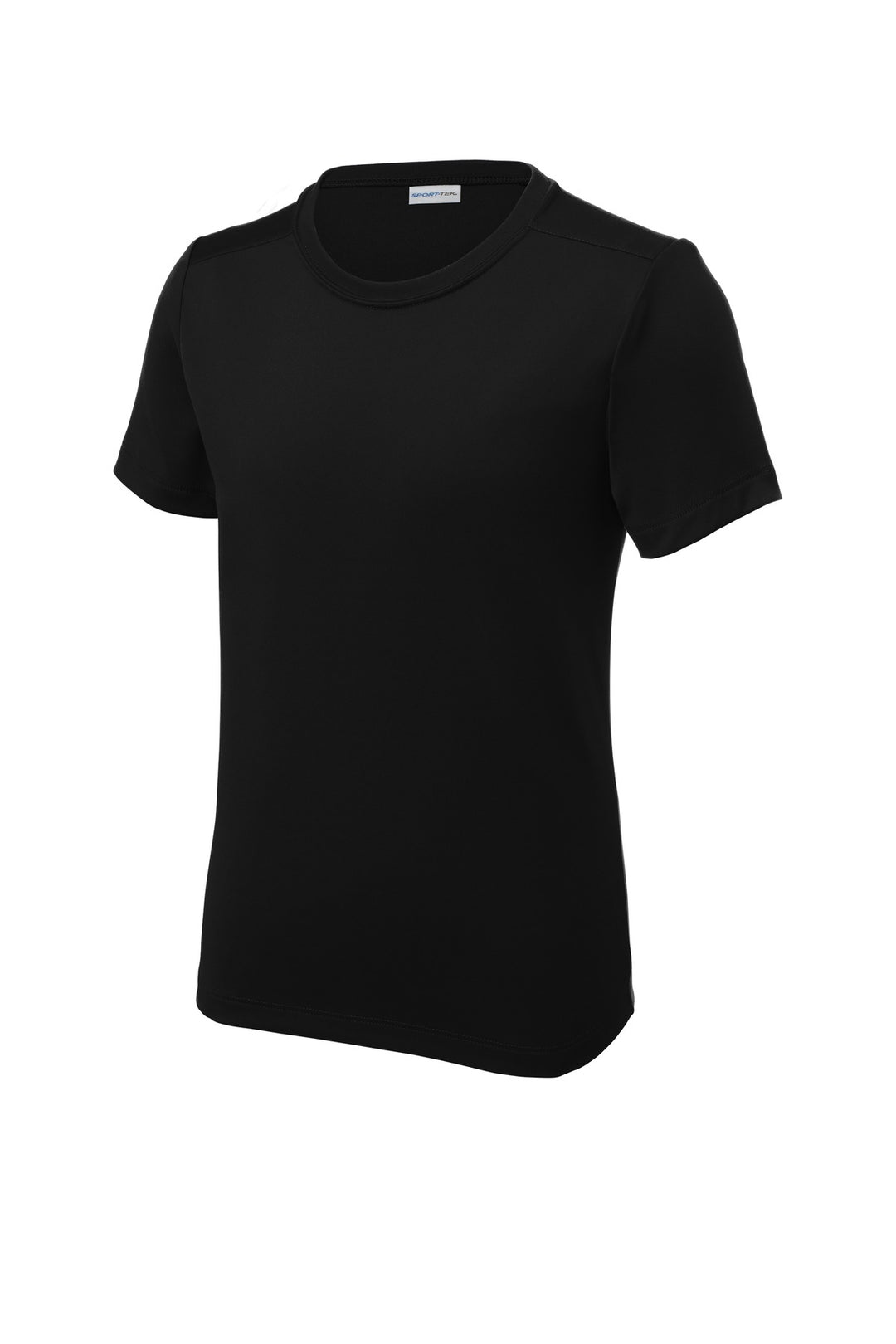 Front View of Black Sport-Tek Youth Posi-UV Pro Tee. YST420