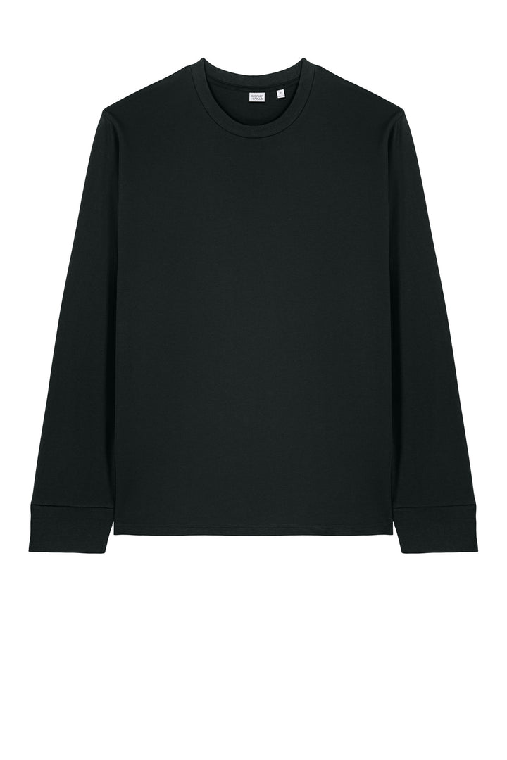 Front View of Black Stanley/Stella Unisex Creator 2.0 Long Sleeve Tee SXU022