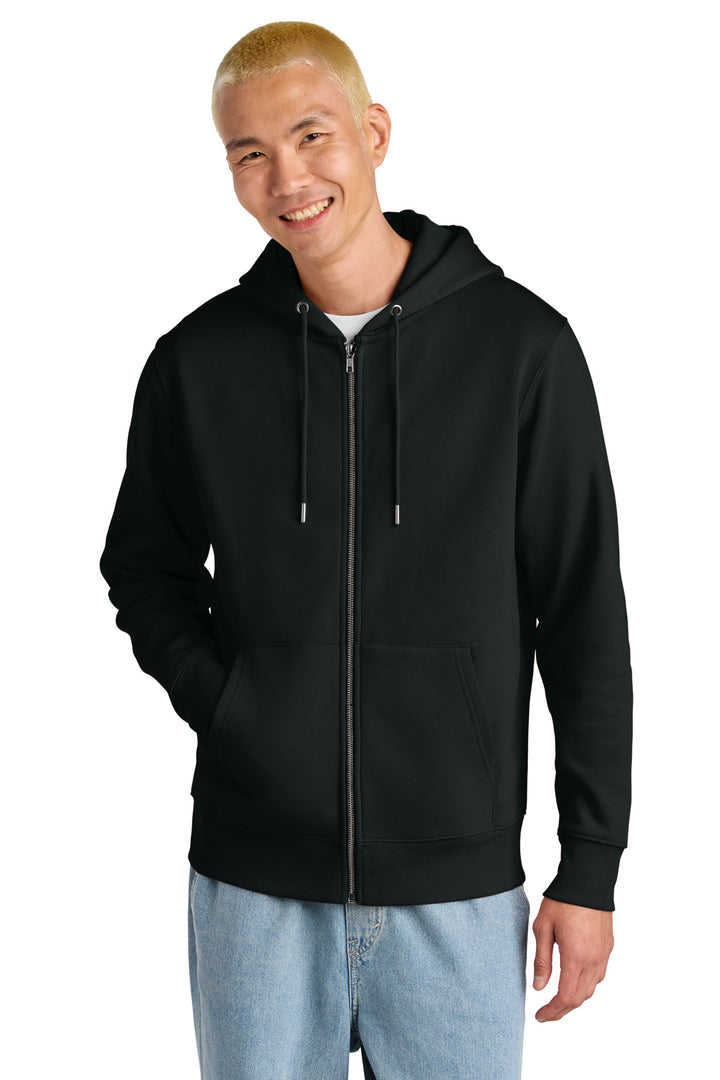 Front View of Black Stanley/Stella Unisex Cultivator 2.0 Full-Zip Hooded Sweatshirt SXU005