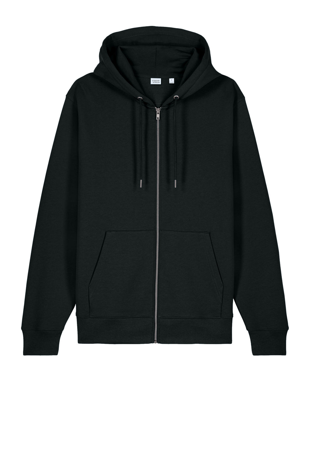 Front View of Black Stanley/Stella Unisex Cultivator 2.0 Full-Zip Hooded Sweatshirt SXU005