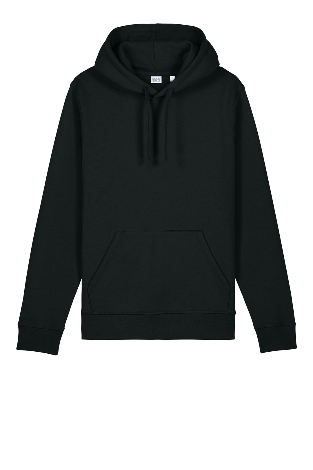 Front View of Black Stanley/Stella Unisex Drummer 2.0 Hooded Sweatshirt SXU009
