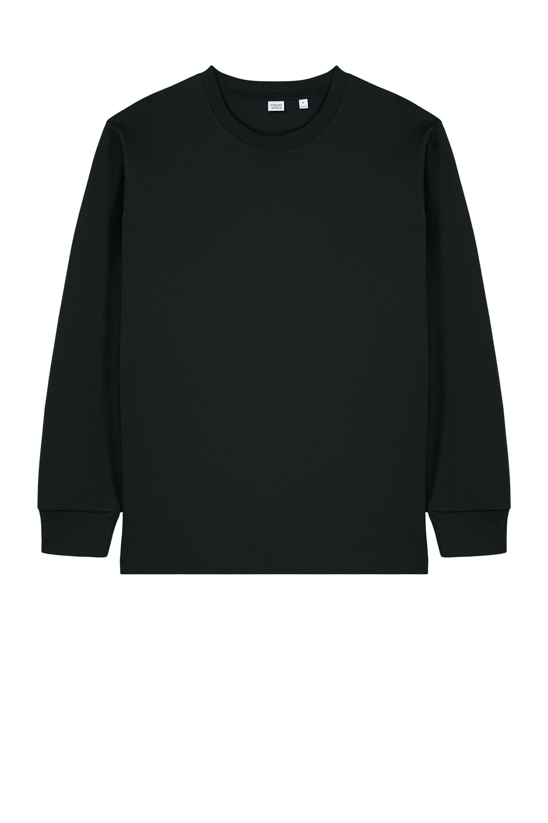 Front View of Black Stanley/Stella Unisex Freestyler Heavyweight Long Sleeve Tee SXU023