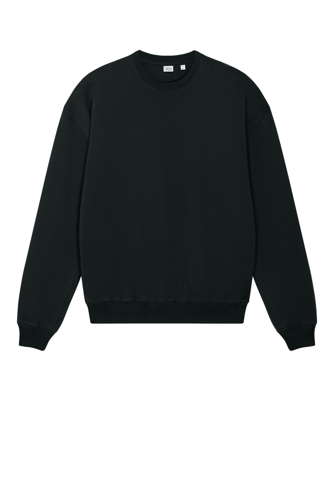 Front View of Black Stanley/Stella Unisex Ledger Dry Crewneck Sweatshirt SXU029