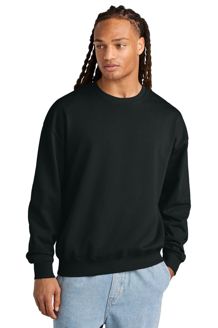 Front View of Black Stanley/Stella Unisex Ledger Dry Crewneck Sweatshirt SXU029