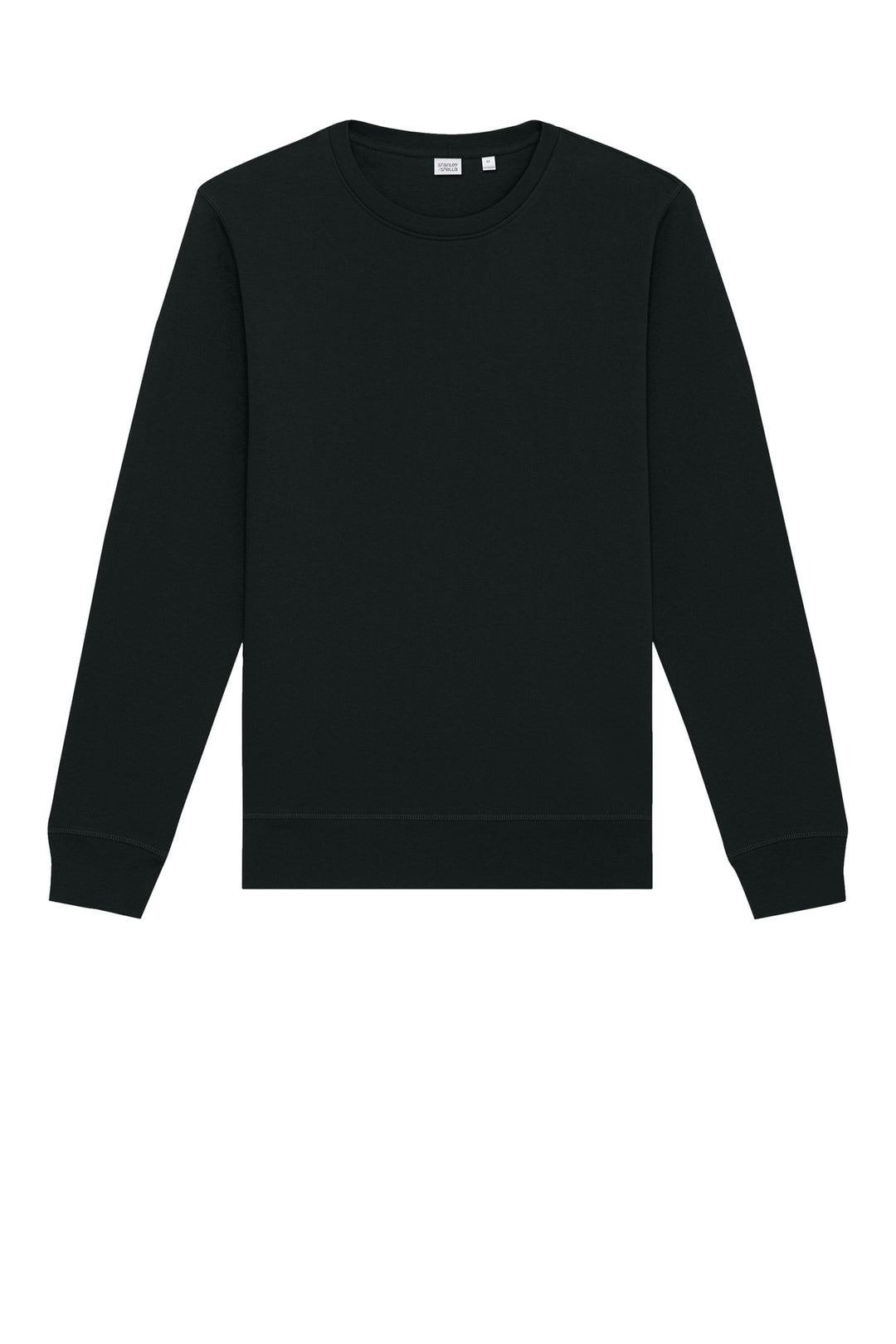 Front View of Black Stanley/Stella Unisex Roller Crewneck Sweatshirt SXU010
