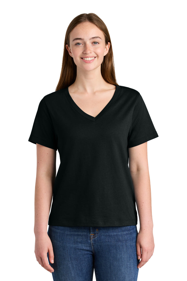 Front View of Black Stanley/Stella Women's Stella Isla V-Neck Tee SXW032
