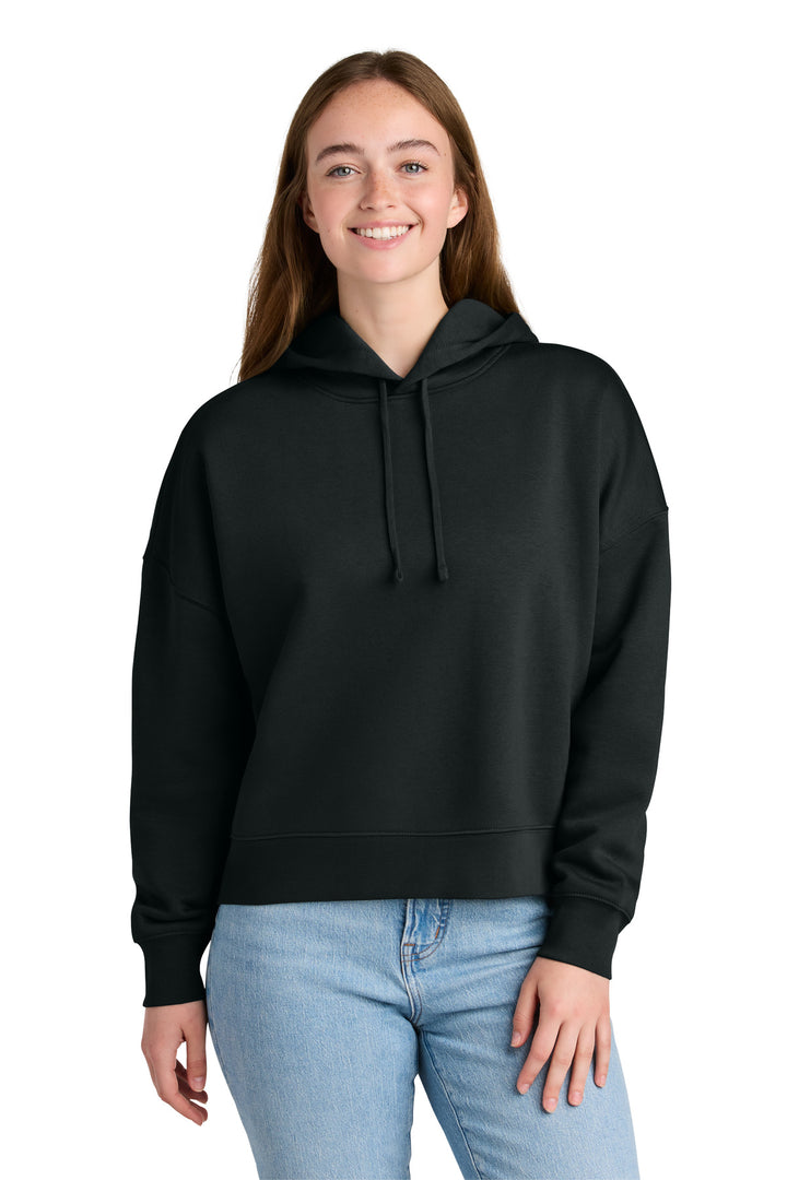 Front View of Black Stanley/Stella Women's Stella Nora Hooded Sweatshirt SXW035