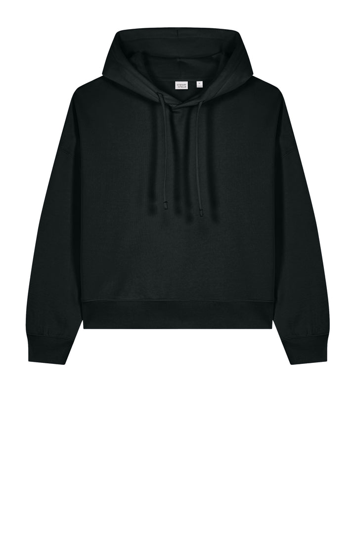 Front View of Black Stanley/Stella Women's Stella Nora Hooded Sweatshirt SXW035
