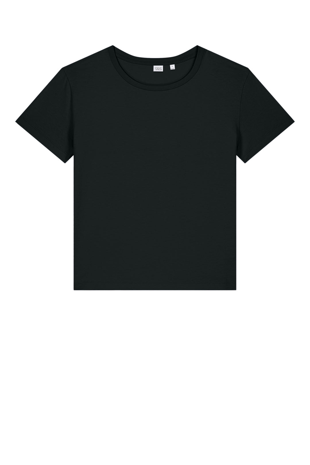 Front View of Black Stanley/Stella Women's Stella Serena Scoop Neck Tee SXW008