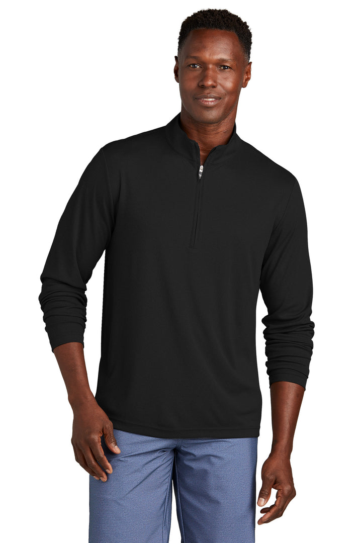 Front View of Black TravisMathew Coto Performance 1/4-Zip TM1MY397