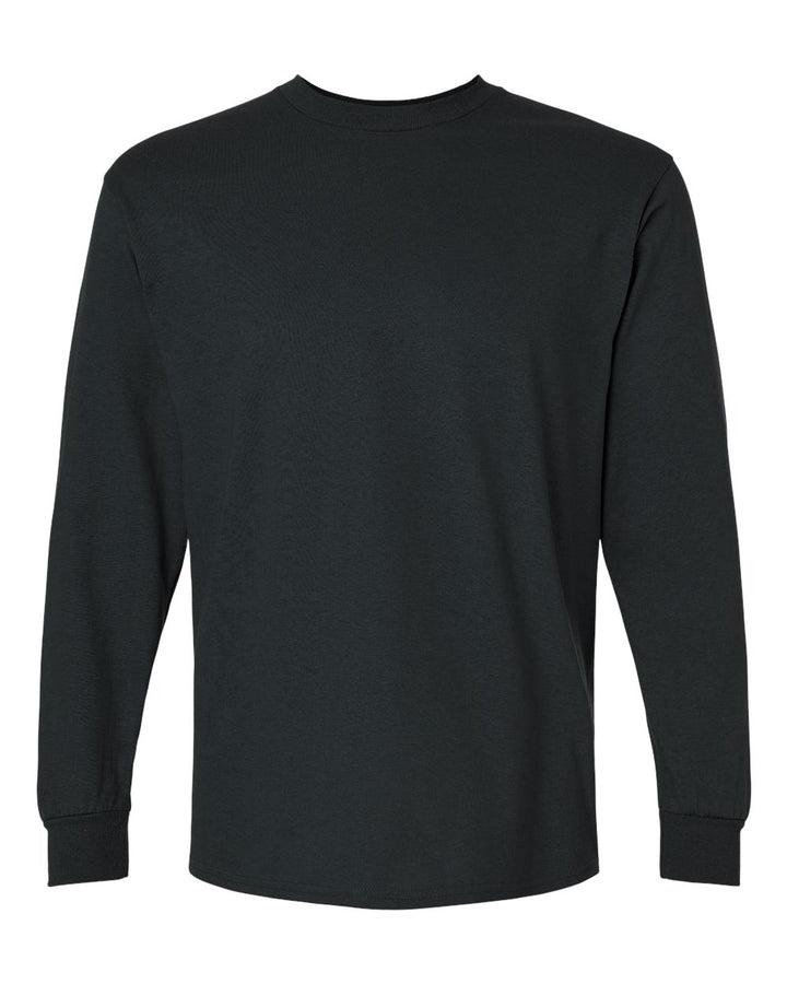 Front View of Black Ultra Cotton® Long Sleeve T-Shirt - 2400