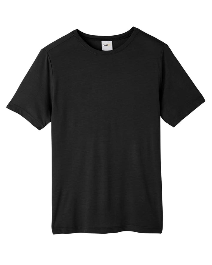 Front View of Black Unisex Fusion ChromaSoft™ Performance T-Shirt - CE111