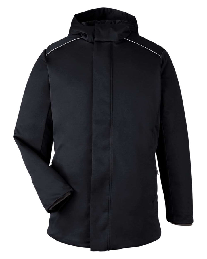 Front View of Black Unisex Techno Lite Flat-Fill Insulated Jacket - CE715