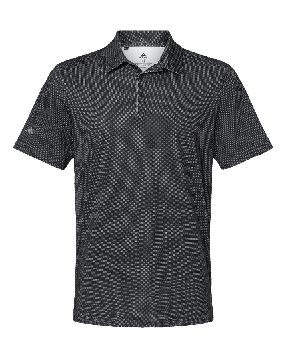 Front View of Black/ White/ Grey Three Diamond Dot Print Polo - A498