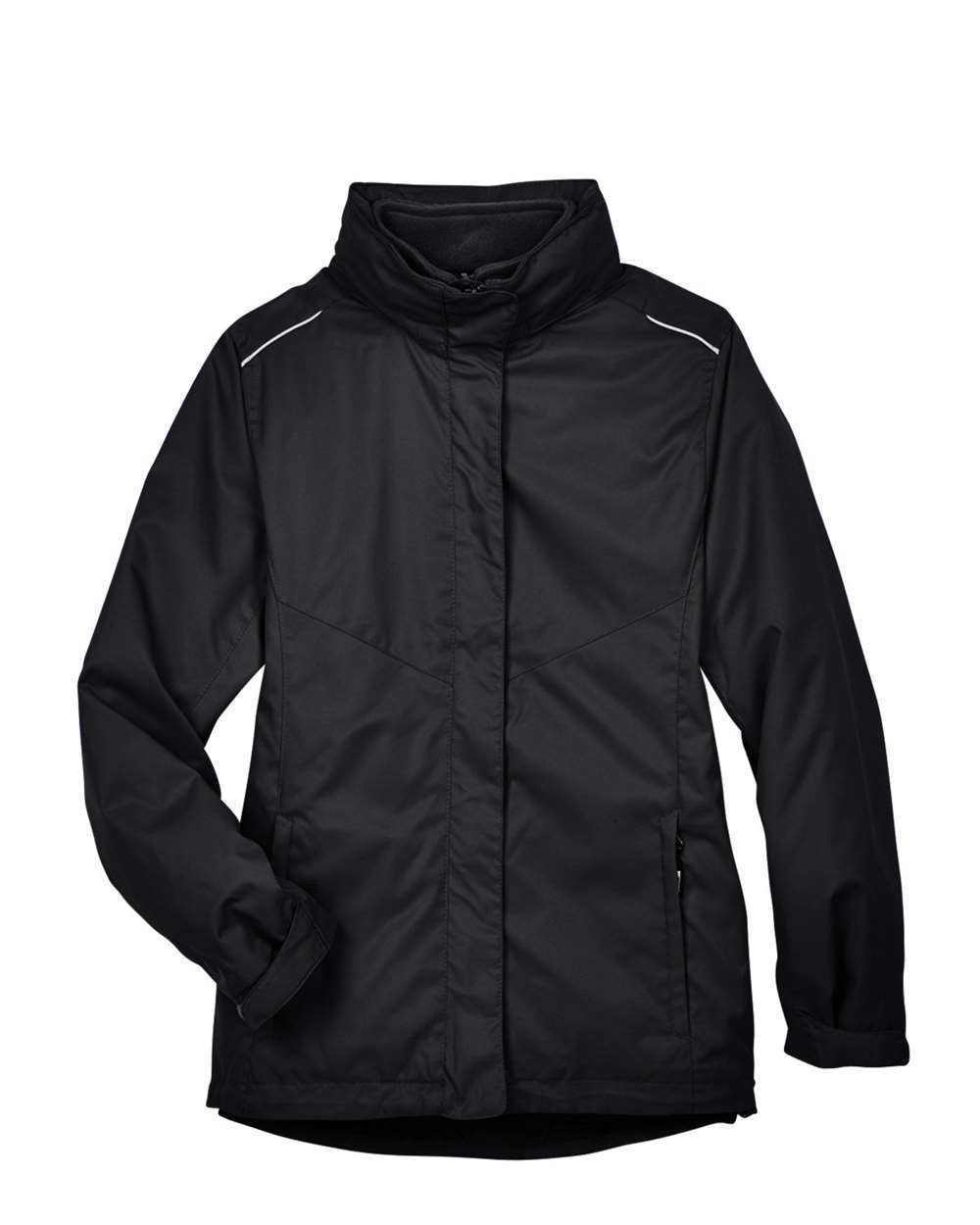 Front View of Black Women's 3-in-1 Jacket with Fleece Liner - 78205