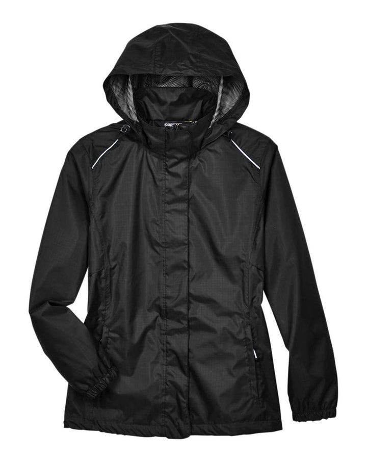 Front View of Black Women's Climate Seam-Sealed Lightweight Variegated Ripstop Jacket - 78185