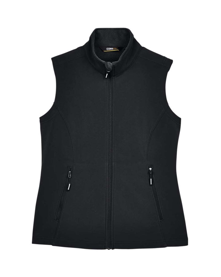 Front View of Black Women's Cruise Two-Layer Fleece Bonded Soft Shell Vest - CE701W