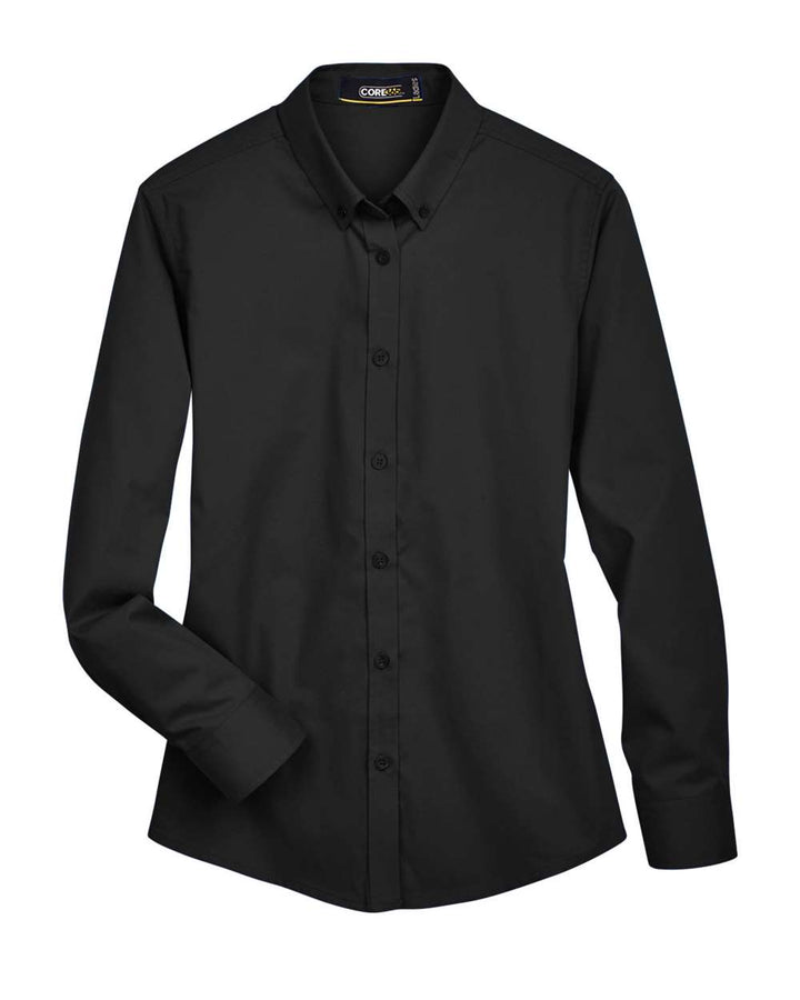 Front View of Black Women's Operate Twill Shirt - 78193