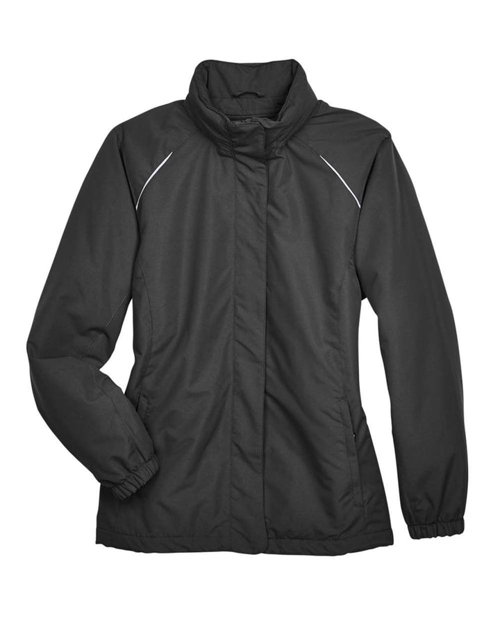 Front View of Black Women's Profile Fleece-Lined All-Season Jacket - 78224