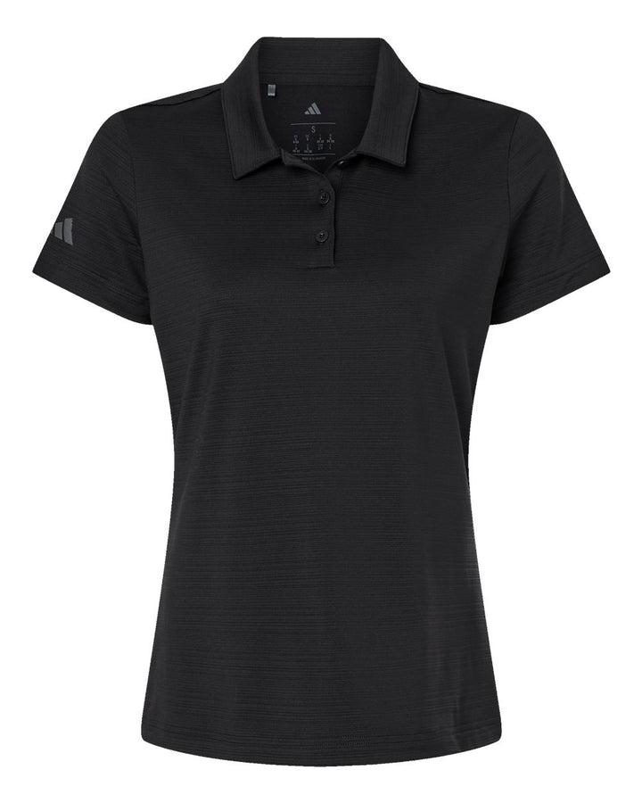 Front View of Black Women's Textured Stripe Polo - A707