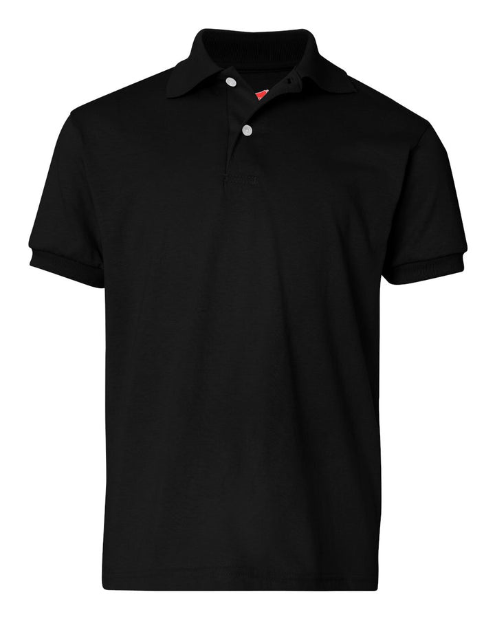 Front View of Black Youth Ecosmart® Jersey Polo - 054Y