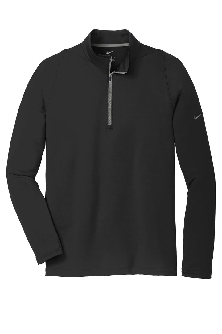 Front View of Black/Dk Grey Nike Dri-FIT Stretch 1/2-Zip Cover-Up. 779795