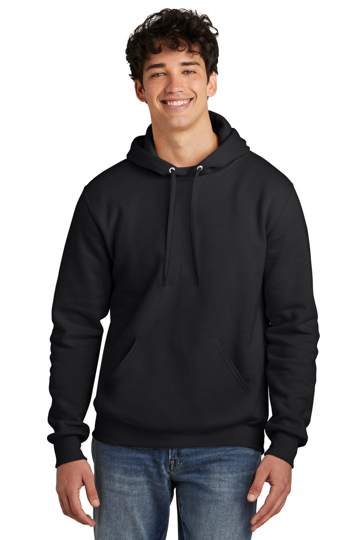 Front View of BlackInk Jerzees Eco Premium Blend Pullover Hooded Sweatshirt 700M