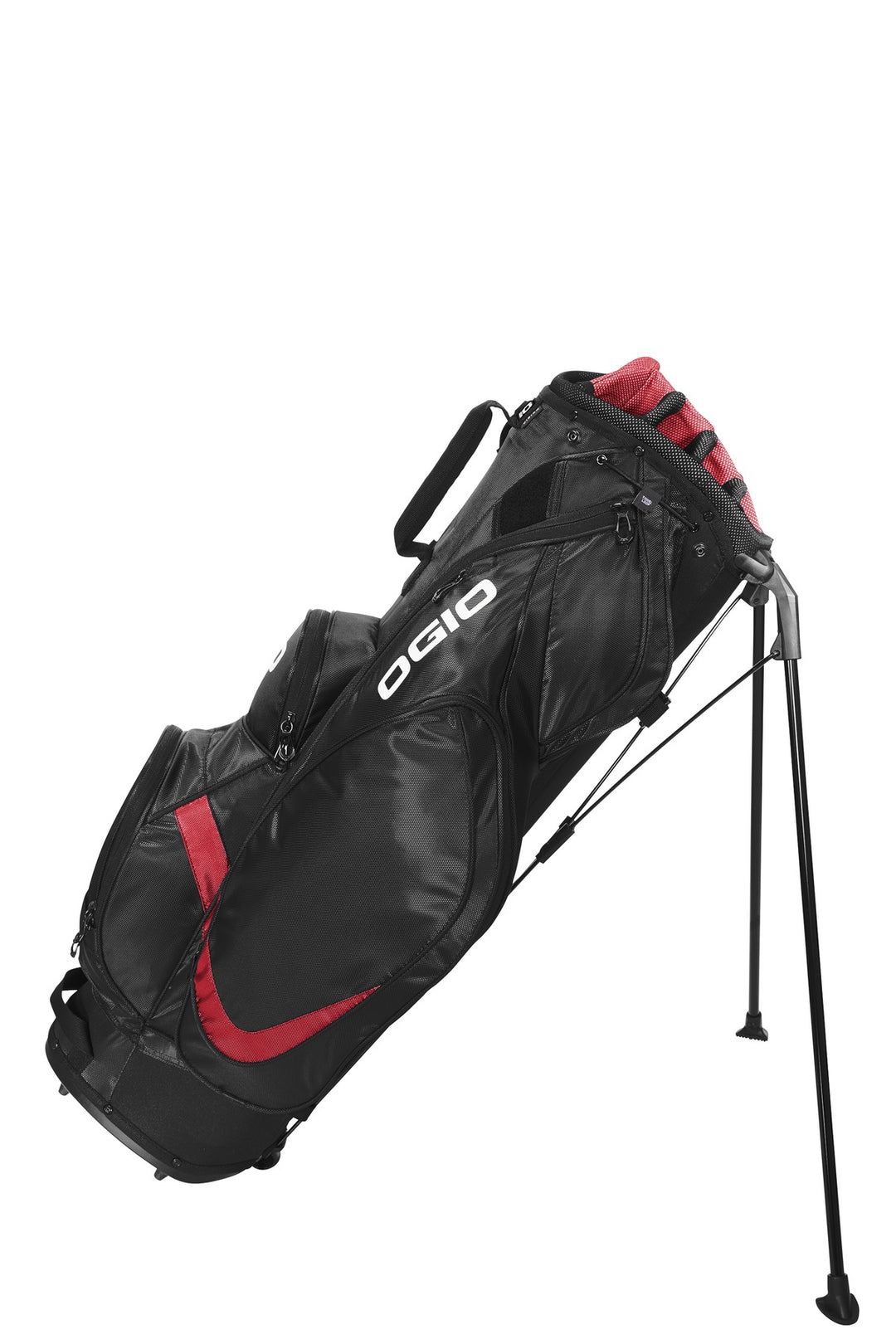 Front View of Black/Red OGIO Vision 2.0 Golf Bag 425044