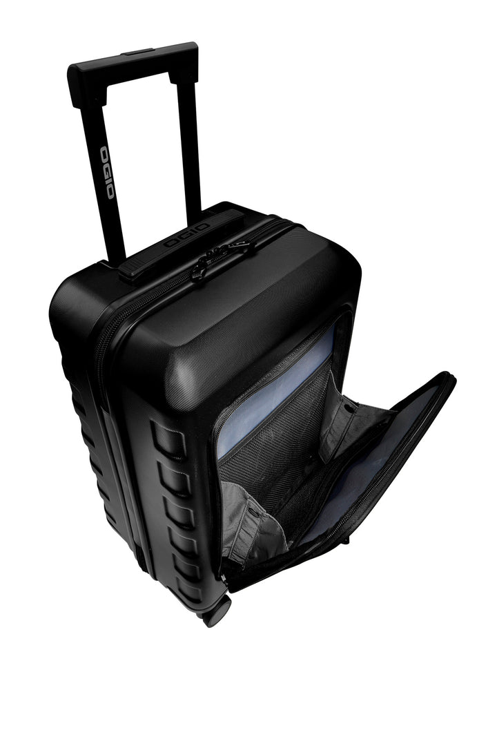 Front View of Blacktop OGIO Utilitarian Carry-On Spinner 413011