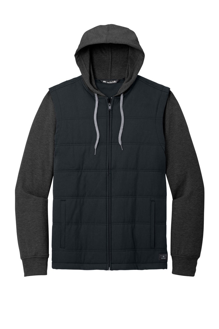 Front View of Blk/BlkHtr TravisMathew Tides Up Hooded Jacket TM1MZ336