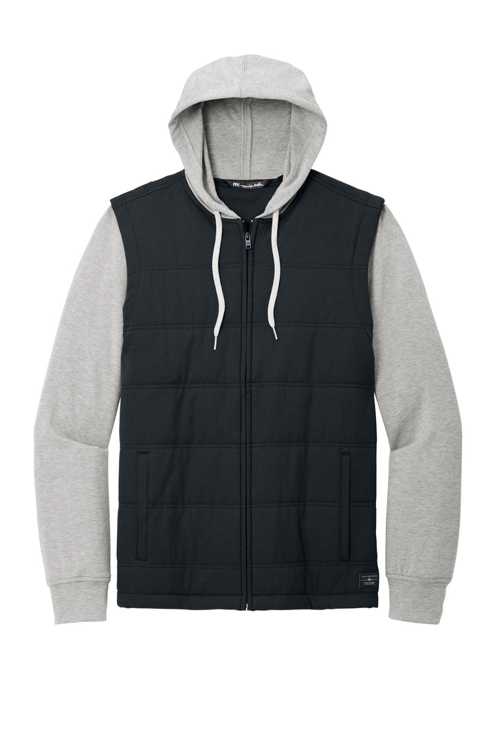 Front View of Blk/GyHthr TravisMathew Tides Up Hooded Jacket TM1MZ336