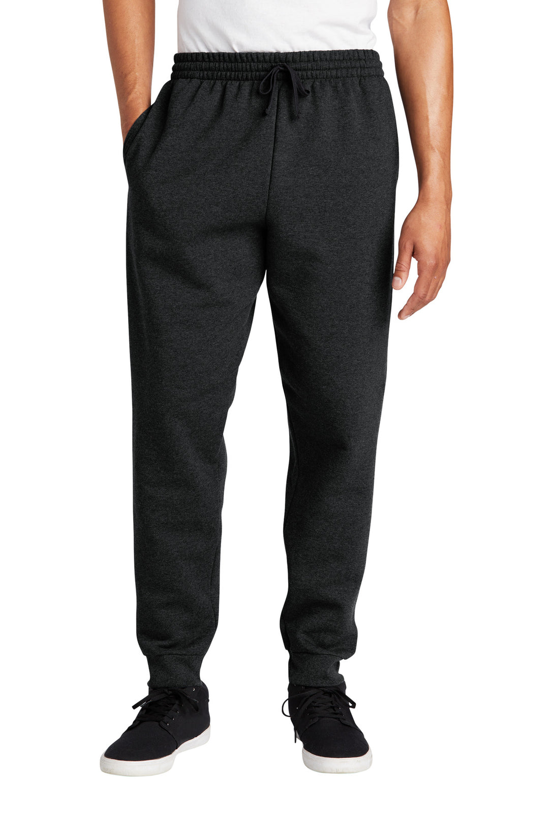 Front View of BlkHthr Jerzees NuBlend Fleece Jogger 975MP