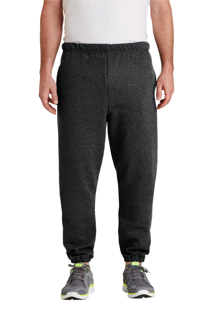 Front View of BlkHthr Jerzees Super Sweats NuBlend - Sweatpant with Pockets. 4850MP