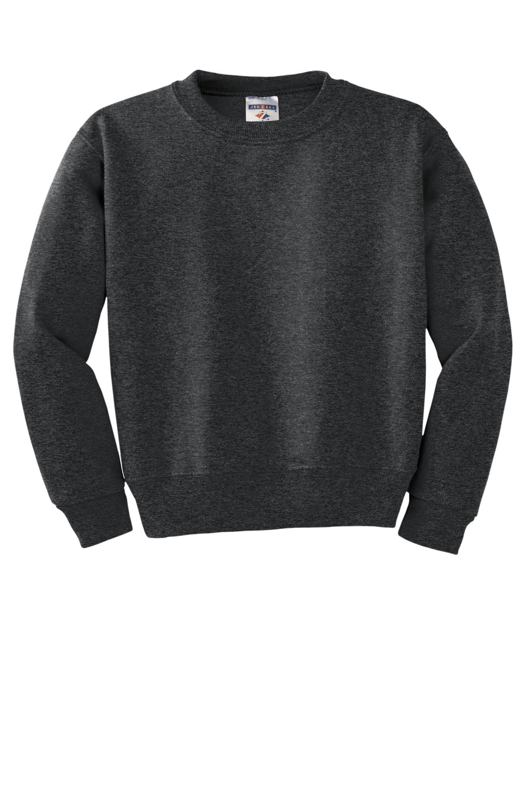 Front View of BlkHthr Jerzees - Youth NuBlend Crewneck Sweatshirt. 562B