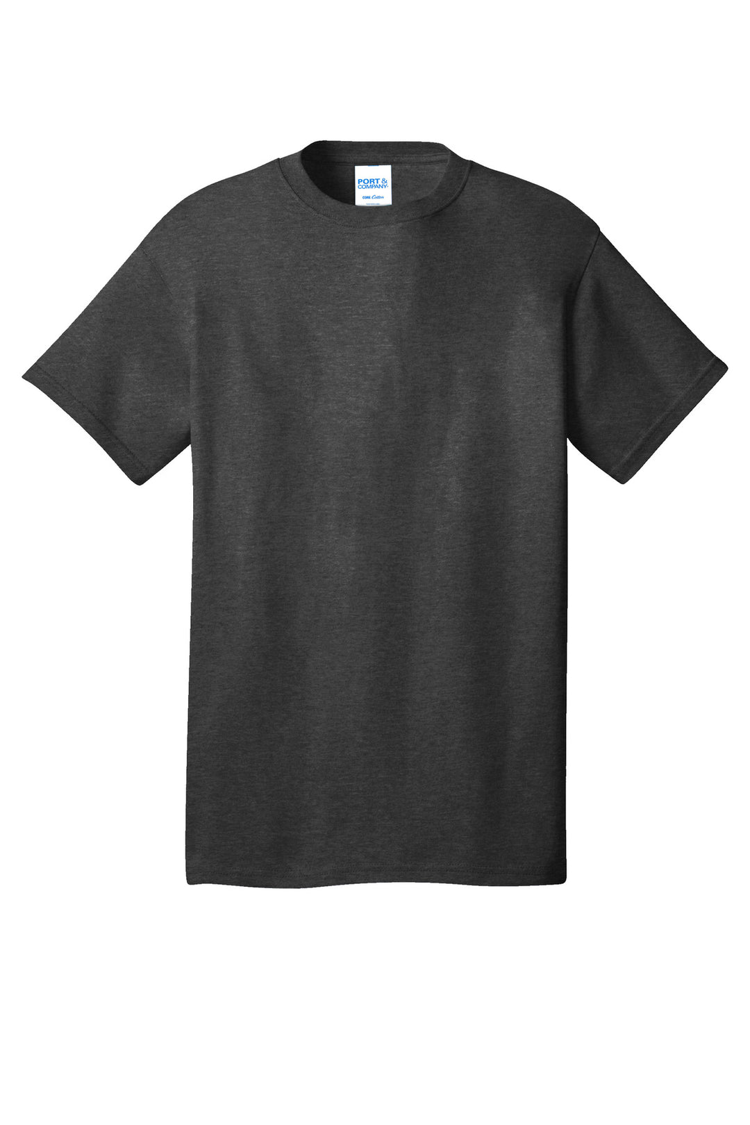 Front View of BlkHthr Port & Company - Core Cotton Tee. PC54