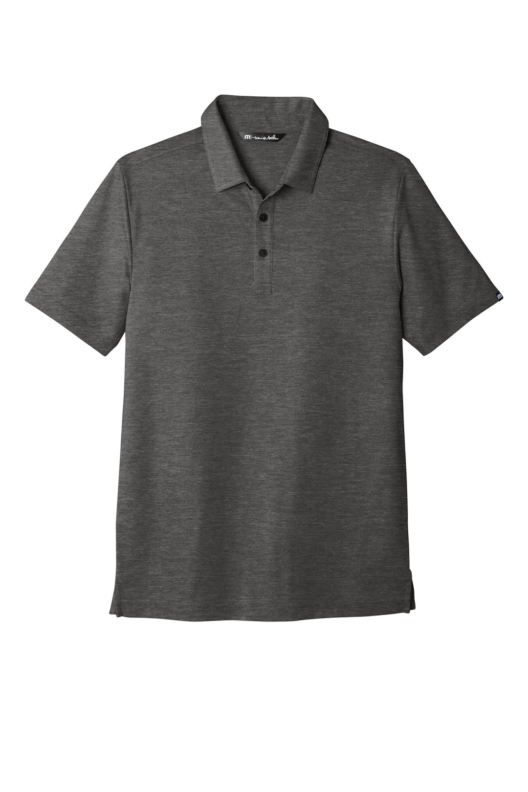 Front View of BlkHthr TravisMathew Oceanside Heather Polo. TM1MU412