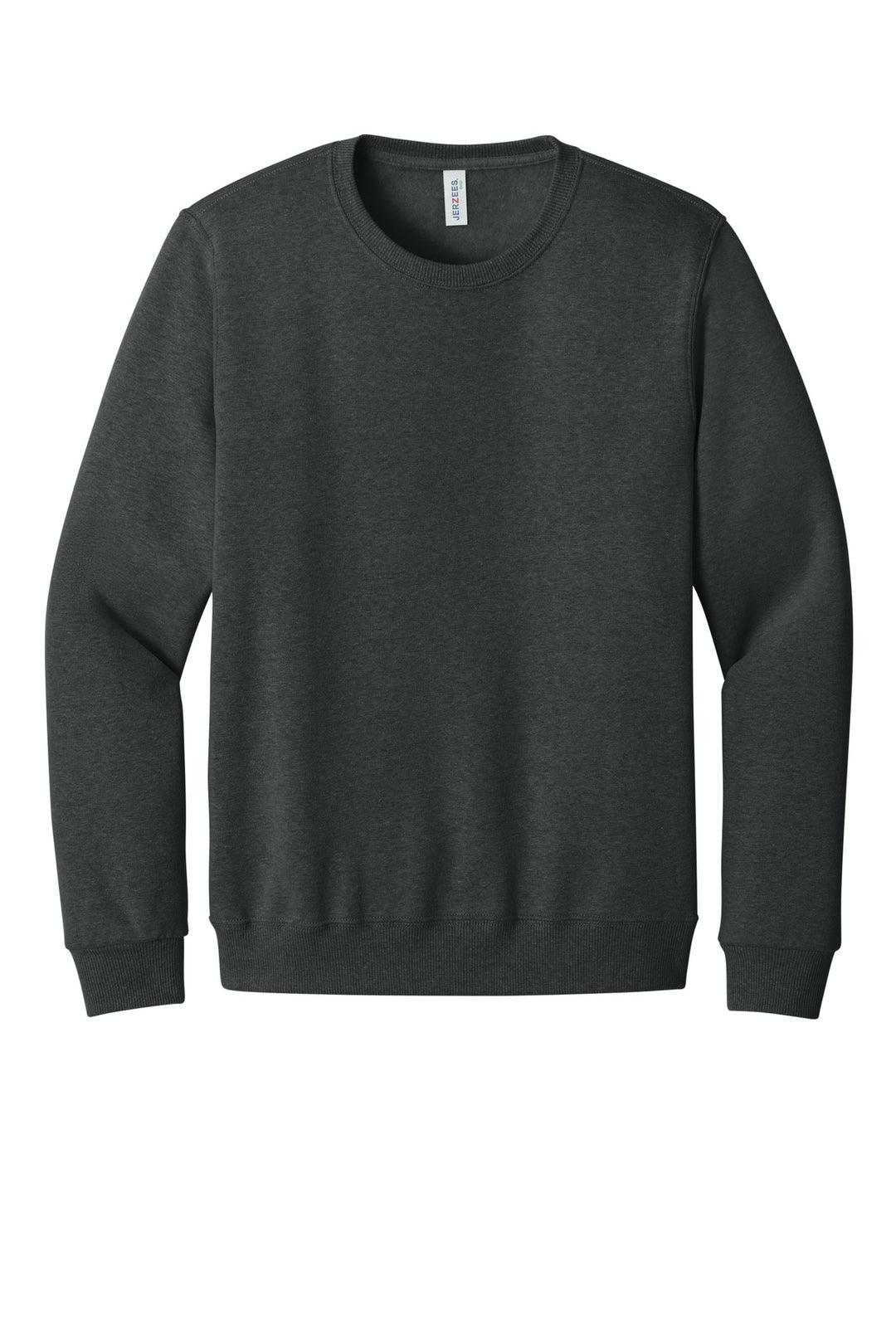Front View of BlkInkHtr Jerzees Eco Premium Blend Crewneck Sweatshirt 701M